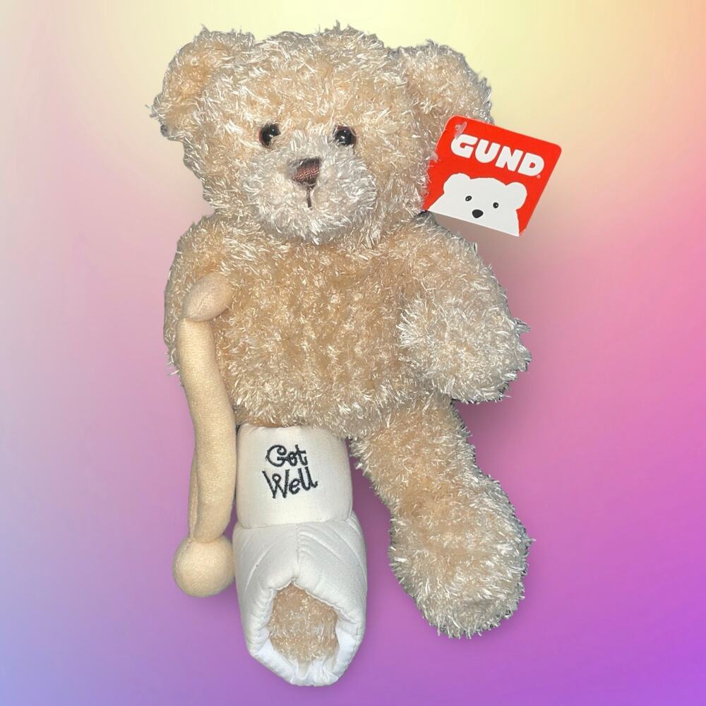 Gund Break a Leg Jr Teddy Bear Get Well Soon Plush Crutch Cast 8.5" 015213 NEW
